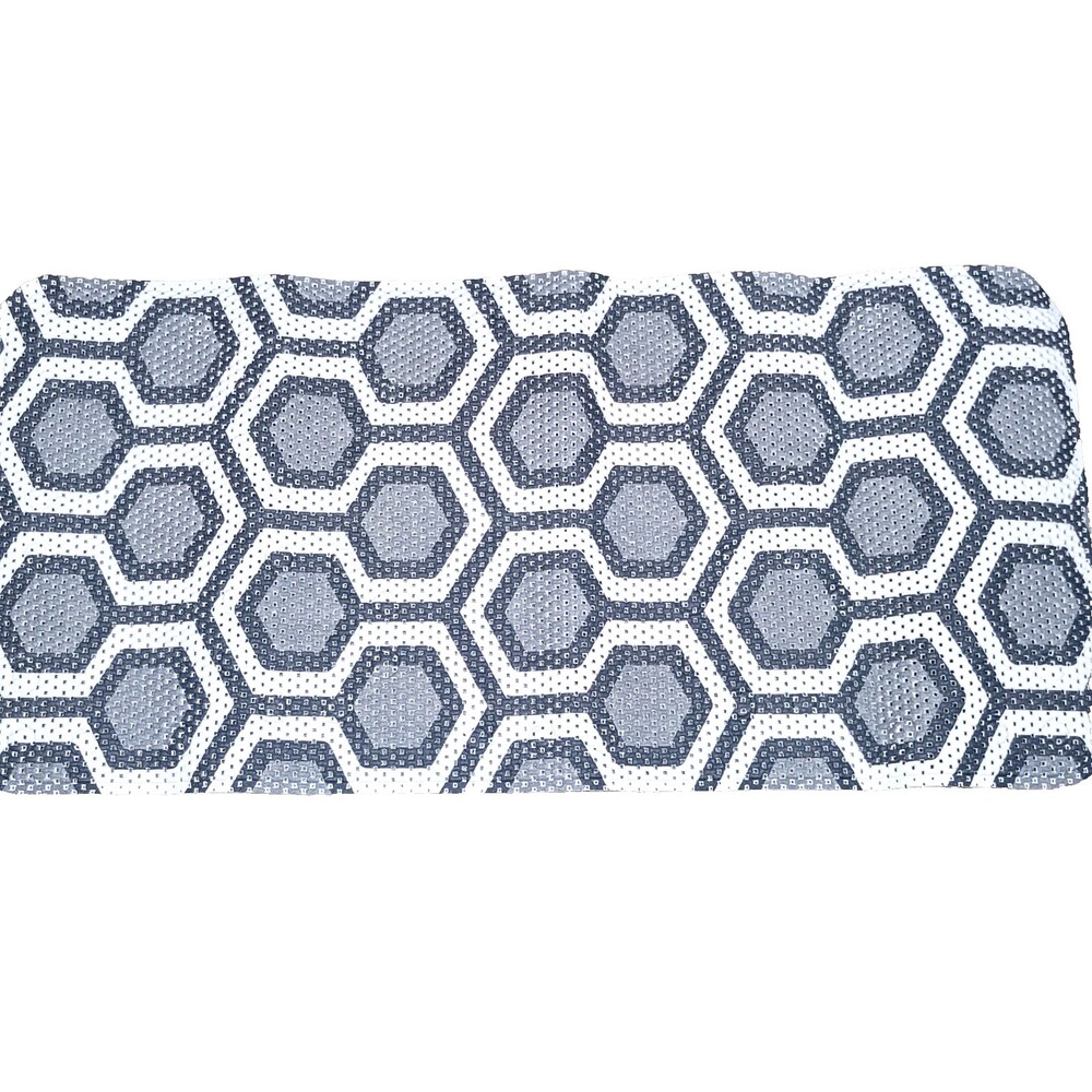 Bathtub Shower Mat Suction Cups Washable Bathroom Gray White Hexagons